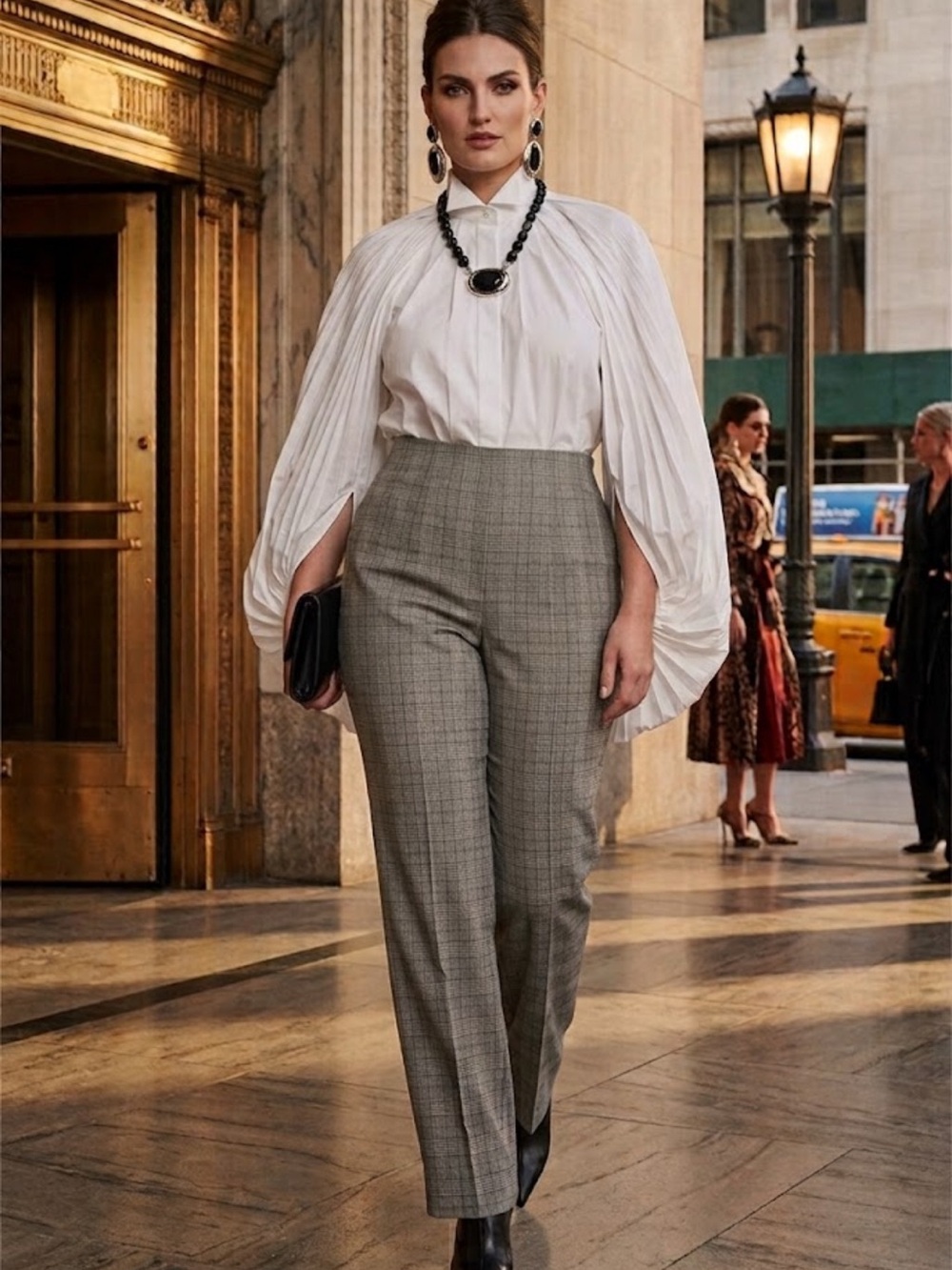 Investments Gray Plaid Straight-Leg Tailored Pants